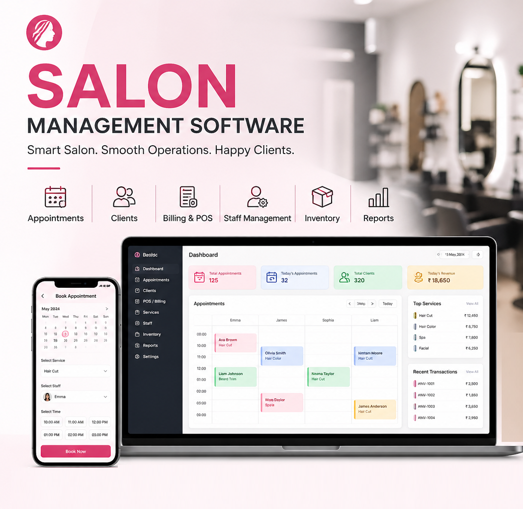 Salon Business Automation Software Dashboard